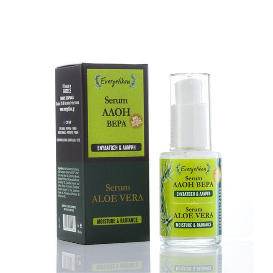 Serum Hidratant 100% Natural cu Aloe Vera și Ulei de Trandafir pentru Față - 30ml Evergetikon